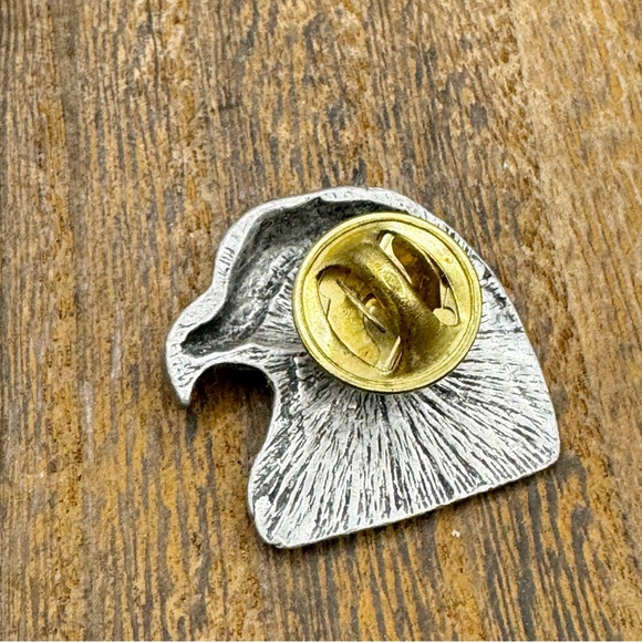 Bald Eagle head with American flag patriotic  pewter tone tie tack pin lapel pin - Picture 2 of 3